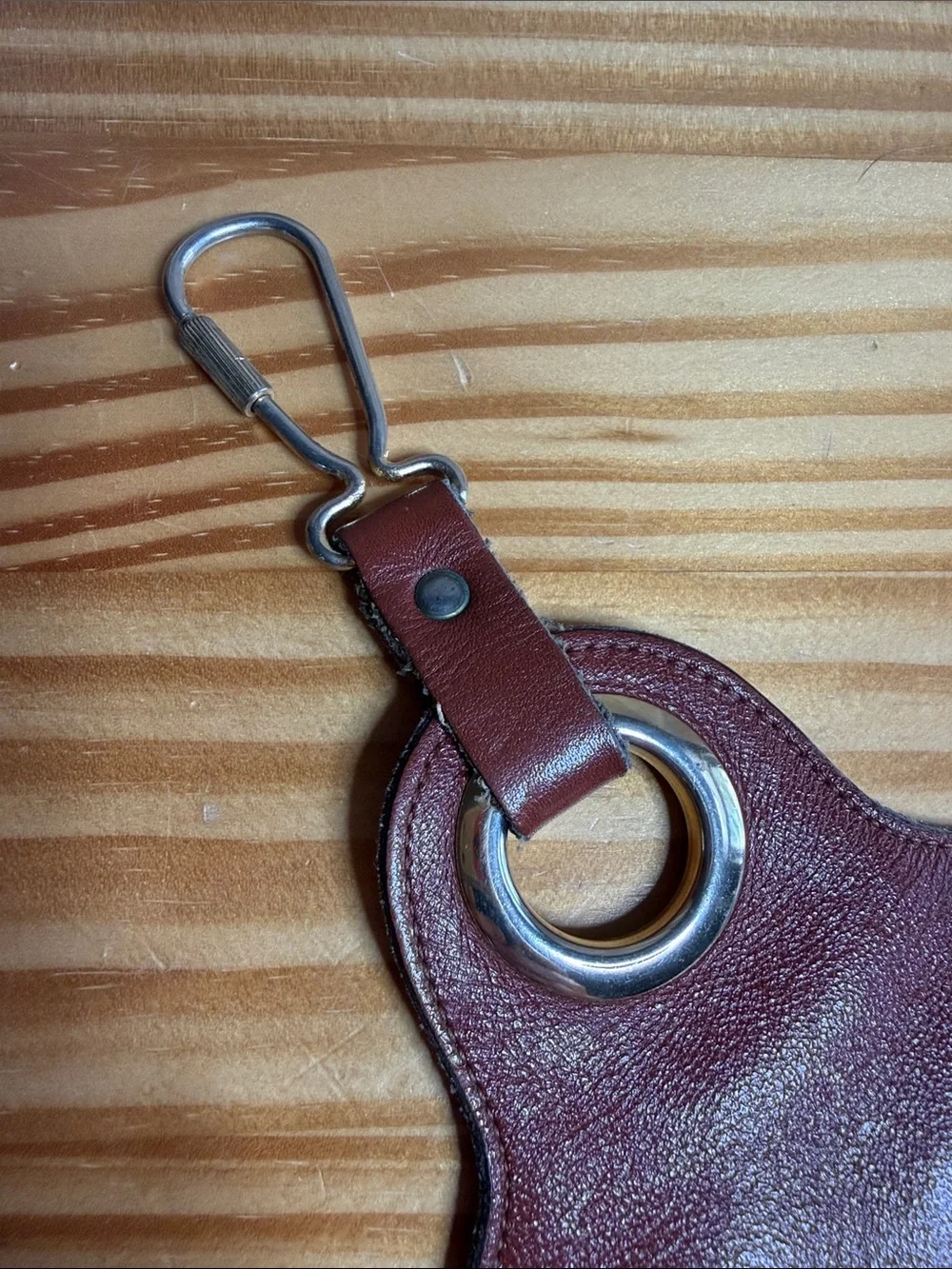 Vintage Borelli Collection Leather Round Coin Purse Pouch Key Chain Charm